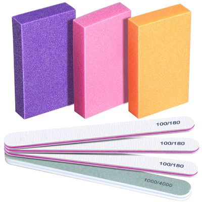 FANDAMEI Nail Buffers and Files - Professional Nail Care Kit with Rectangular Buffer Blocks, 100/180 &amp; 1000/4000 Grit Files