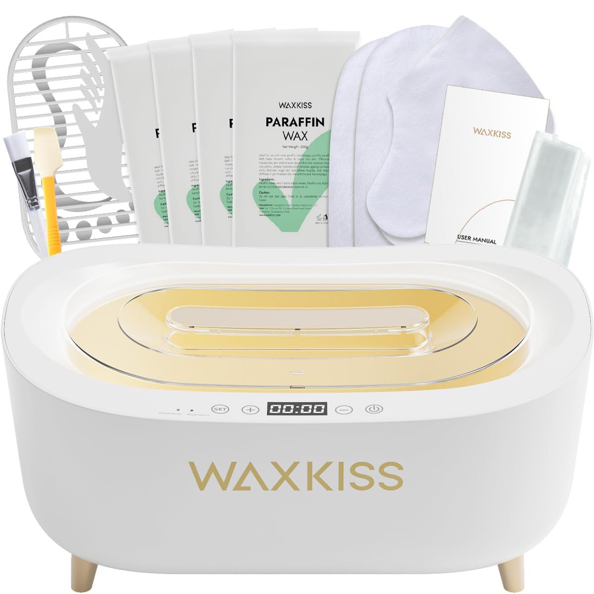 Waxkiss Intelligent Paraffin Wax Machine for Hands &amp; Feet, Fast Melting 4500ml Large Capacity Paraffin Bath Warmer Kit with Paraffin Blocks