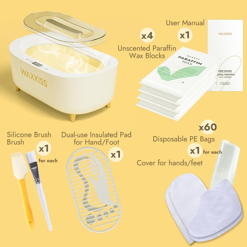 Waxkiss Intelligent Paraffin Wax Machine for Hands &amp; Feet, Fast Melting 4500ml Large Capacity Paraffin Bath Warmer Kit with Paraffin Blocks