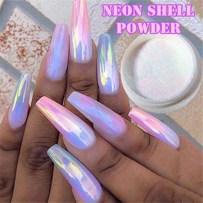 1Box Holographic Nail Powder Mermaid Nail Glitter Powder Pearl Shell Shimmer Powder Glimmer Dust Pretty Shimmer Laser Glitters Nail Art Decorations Champaign Gold Holographic Nail Flakes Rainbow