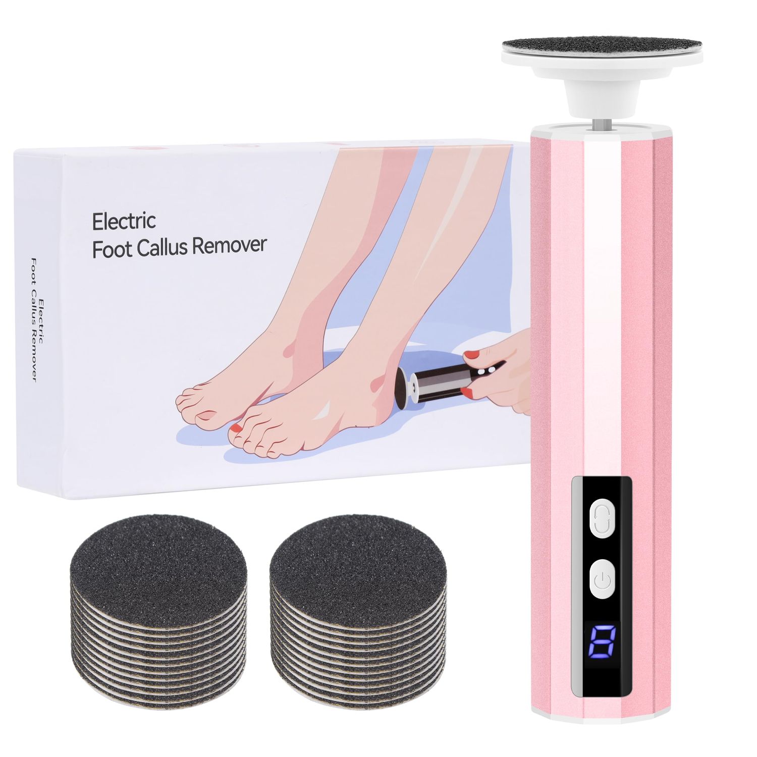 Whsdo Electric Callus Remover - 9 speeds, Foot Sander with Replacement Sandpaper Discs, Rechargeable Unisex Pedicure and Manicure Tool for Dead, Dry, chapped Skin and calluses