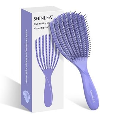 Detangler Brush for Curly Hair, Hairbrush for Wet Dry Thick Thin, Easily Comb Through Curl Hair and Reduces Breakage, Curly Brush for Women Men Kid (Purple)