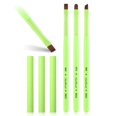 INENK 3PCS Nail Clean Up Brushes for OPI Nail Polish Remover, Brushes for Cleaning Polish Mistakes on the Cuticles, Acetone Resistant Nail Brush for Nail Art and DesignsFluorescent Green