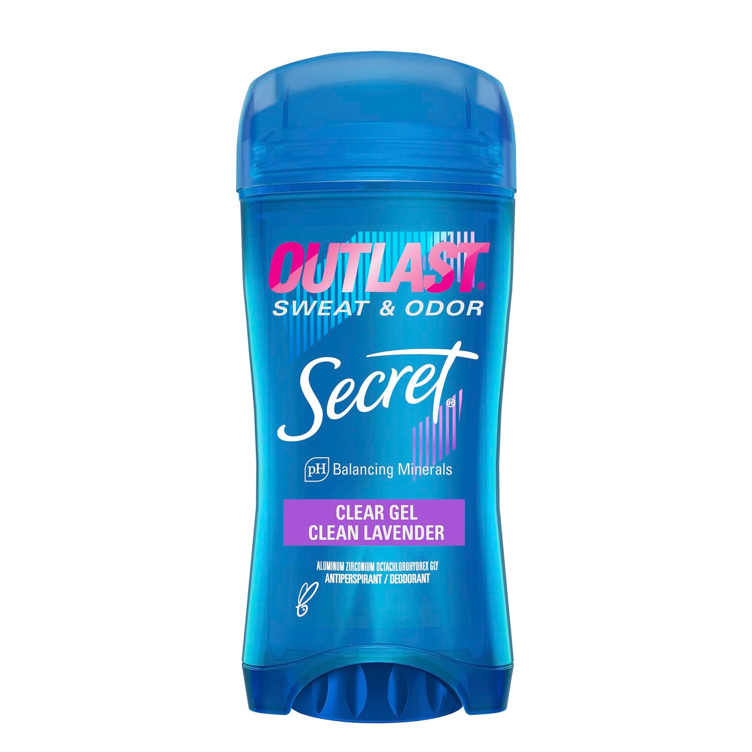 Secret Outlast Antiperspirant Deodorant for Women, 72hr Sweat &amp; Odor Protection, PH Balancing Minerals, Clear Gel, Clean Lavender Scent, 2.6 oz