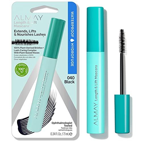 Almay Lengthening Mascara, Volume &amp; Lift, Eye Makeup, Hypoallergenic and-Fragrance Free, 040 Waterproof Black, 0.24 fl oz.