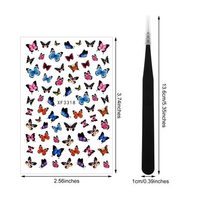 Above 2500 Pieces, 30 Sheets Butterfly Nail Stickers Adhesive Leaf Flower Butterfly Nail Stickers Colorful Butterfly Nail Decals with Tweezers for Women DIY Nail Decoration, 30 Styles