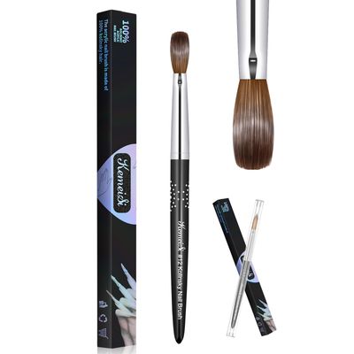 KEMEISI Acrylic Nail Brush Size 12, Kolinsky Nail Art Brushes for Powder Application, Sturdy Handle Oval Shaped DIY Tools for Professional Manicure