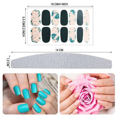 Maitys 560 Pieces 40 Sheets Full Wrap Nail Stickers Nail Polish Strips Decals Self Adhesive Gel Fingernail Strips Art Decals with File for Women DIY Craft Decorations(Bright Style)