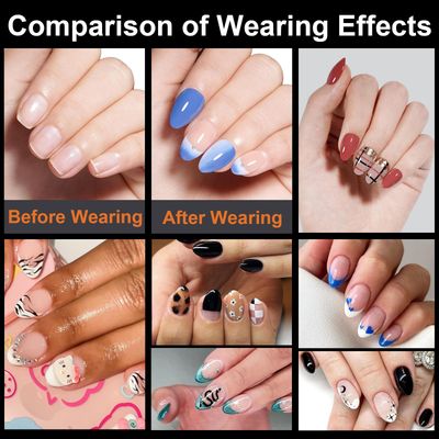 BlueZOO Extra Short Almond Nail Tips 600Pcs Soft Gel Full Cover Nail Tips, Half Matte Acrylic Fake Nails for Extension Nail Manicure Salon Home DIY, Clear Almond Pre Shaped Press On Nails, 12 Sizes