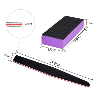 LNAUJS Professional Manicure Tools Kit, 8 Pack Nail File and Buffer Block, Black Nail Pedicure File with 100/180 Grit for Sanding, Buffing, Grinding and Polishing