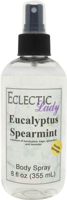Eclectic Lady Eucalyptus Spearmint Body Spray, Double Strength, 8 ounces, Body Mist for Women with Clean, Light &amp; Gentle Fragrance, Cologne with Soft, Subtle Aroma For Daily Use