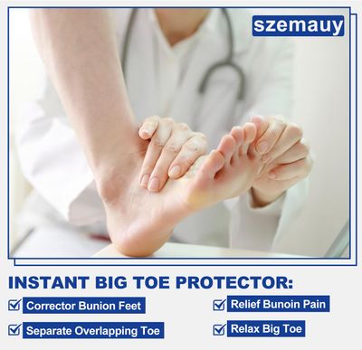 szemauy Gel Toe Spacers, Bunion Corrector with Loops(6PC), Portable Toe Separators for Women and Men for Bunion, Overlap Toe, Hammer Toe, Big Toe Alignment