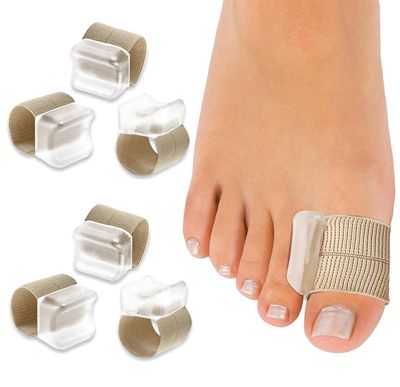szemauy Gel Toe Spacers, Bunion Corrector with Loops(6PC), Portable Toe Separators for Women and Men for Bunion, Overlap Toe, Hammer Toe, Big Toe Alignment