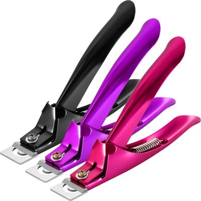 3 Pieces False Nail Clipper Acrylic Nail Tips Cutter Rustproof Stainless Steel Fingernail Trimmer Manicure Tool for Salon Beauty Artificial Fake Tips Blade Clip Tool