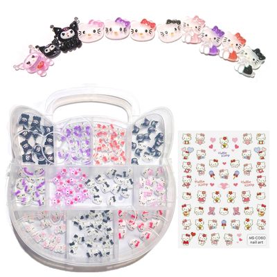 121 PCS Kitty Nail Charms Nail Art Stickers-Kawaii Nail Charms Slime Charms Nail Decorations for Nail Art Supplies 3D Flatback Resin Charms