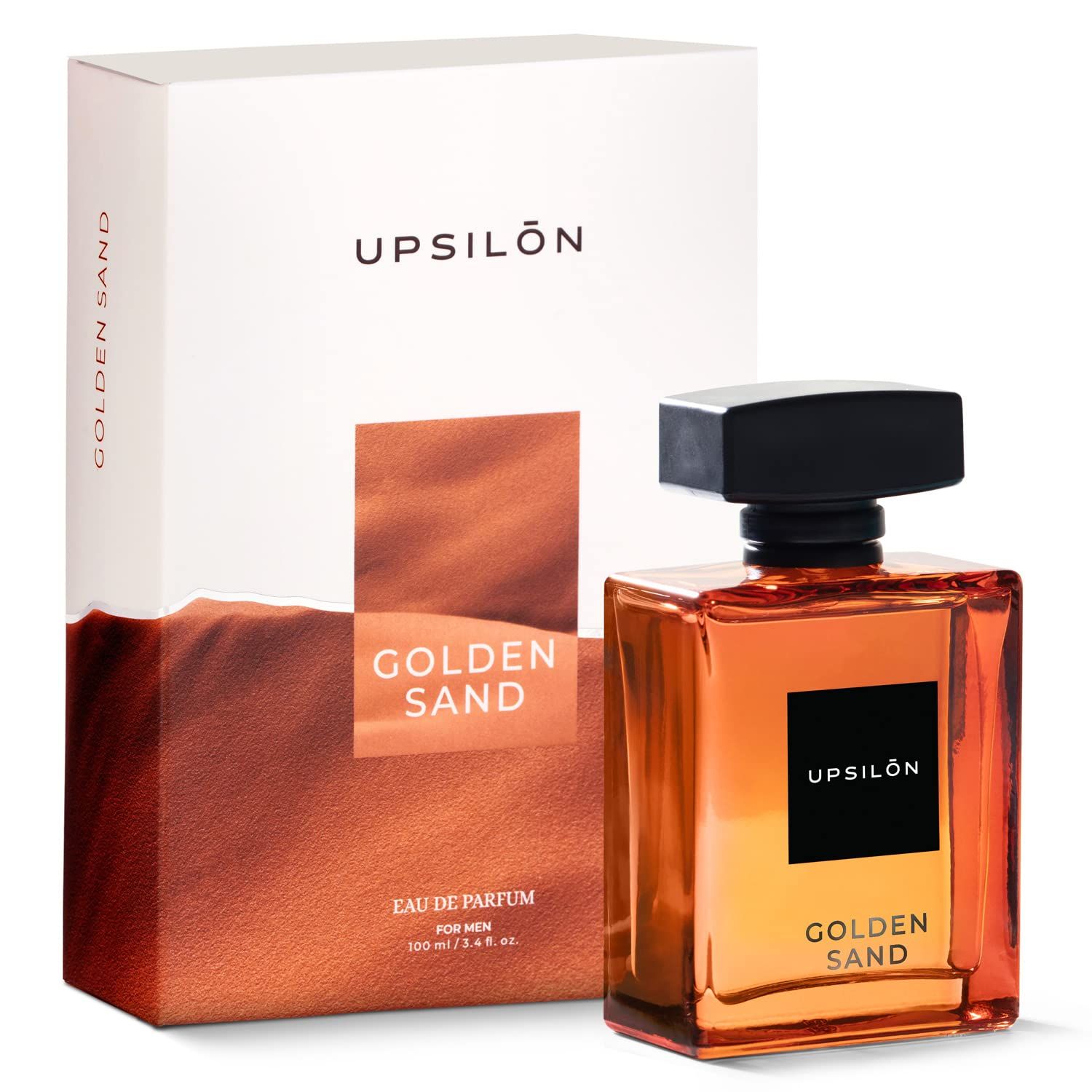 UPSILON Golden Sand Eau De Parfum Premium Long Lasting Fresh &amp; Powerful Fragrance Spray Travel Friendly Luxury Parfum Scent | Mens Perfume | 3.4 fl. oz. - Pack Of 1