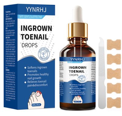 Ingrown toenail treatment- 30ML Toenail Softening Solution &amp; Removal Tool with 10 nail patch |Effective Solution for Ingrown Toenails, Softens Nails, Easy to Use at Home IngrownToenail Removal Kit