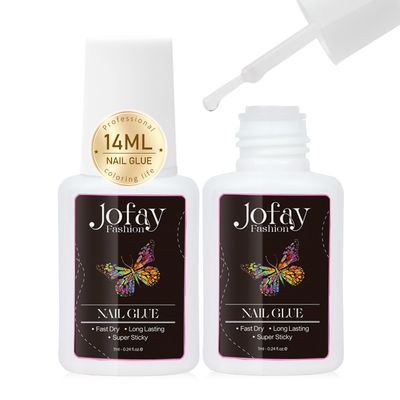 New Super Strong Nail Glue for Acrylic Nails, Jofay Fashion 2 7ml Brush-On Nail Glue for Press on Nails, Fast Drying Adhesive for Glue-On Nails, Long Lasting Gel Nail Glue for Nail Tips Fake Nails