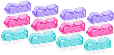 12-Pack Big Handle Grip Nail Brush, YOFAN Fingernail Scrub Cleaning Brush for Toes and Nails, Pedicure Cleaner Brushes for Men and Women Assorted Colors