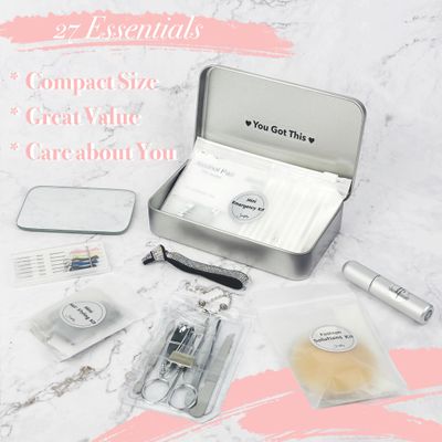 Womens Emergency Kit For Styling,Wedding Day Essentials Kit,Purse kit for Travel, Car, 27 Piece Include Nipple Cover, Fahsion Tape, Manicure Kit