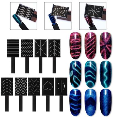 XEAOHESY 16 Pcs Nail Magnet Tool Set Magnet Plate Wand Board Magnetic Pen Stripe Nail Magnet Double Ended Magnet Wand Magnet Stick for Cat Eye Gel Polish Nail Art
