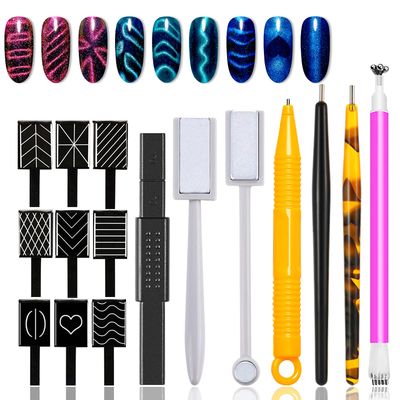 XEAOHESY 16 Pcs Nail Magnet Tool Set Magnet Plate Wand Board Magnetic Pen Stripe Nail Magnet Double Ended Magnet Wand Magnet Stick for Cat Eye Gel Polish Nail Art