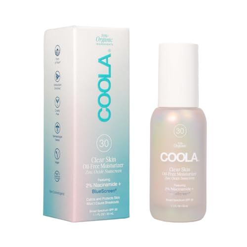 COOLA Clear Skin Oil-Free Moisturizer with SPF 30, Dermatologist Tested Sunscreen with Niacinimide and Centella Asiatica, 1.1 Fl Oz