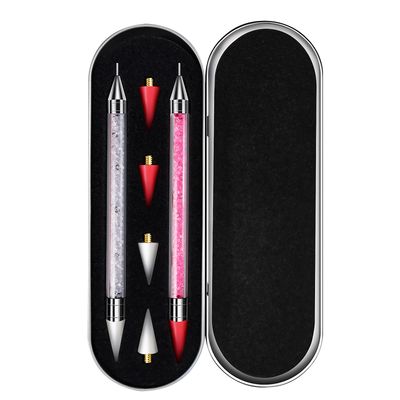 2 Pack Rhinestone Picker Tool - Dual-End Diamond Art Wax Pencil for Rhinestones with 4 Extra Tips - Applicable to Nail Art DIY Tool for Swarovski Crystal, Flatback Gems