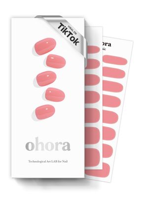 ohora Semi Cured Gel Nail Strips (N Cream Glow) - Pink, Solid, Works with Any UV/LED Lamps, Salon-Quality, Long Lasting, Easy to Apply &amp; Remove - Includes 2 Prep Pads, Nail File &amp; Wooden Stick