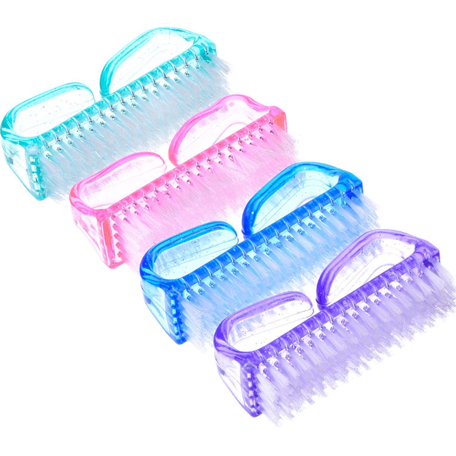 EBOOT 4 Pieces Handle Plastic Nail Brush Nail Hand Scrubbing Cleaning Brush (Large, Multicolor)