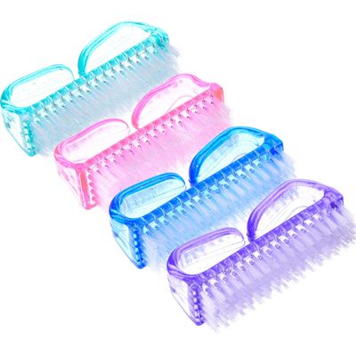 EBOOT 4 Pieces Handle Plastic Nail Brush Nail Hand Scrubbing Cleaning Brush (Large, Multicolor)