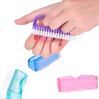 EBOOT 4 Pieces Handle Plastic Nail Brush Nail Hand Scrubbing Cleaning Brush (Large, Multicolor)