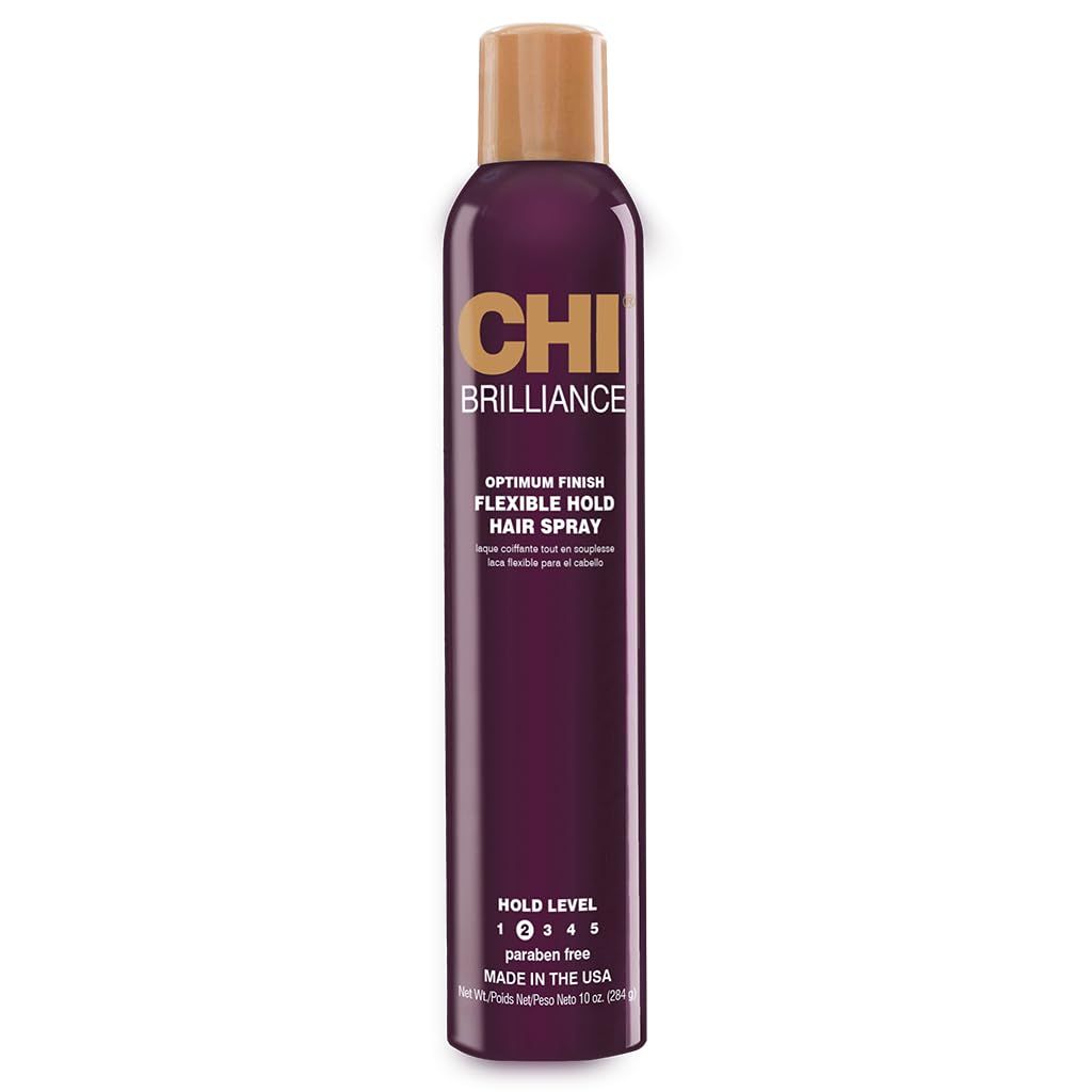 CHI Brilliance Finish Flexible Hold Spray, Finishing Spray For Helping Tame Unwanted Flyaways, Light-Hold, Sulfate, Paraben, &amp; Cruelty-Free, 10 Oz