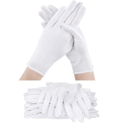 SATINIOR 60 Pcs Cotton Glove Stretchy Work Glove Reusable Mitten for Men Women Dry Hand Art Handling Coin Jewelry(White)