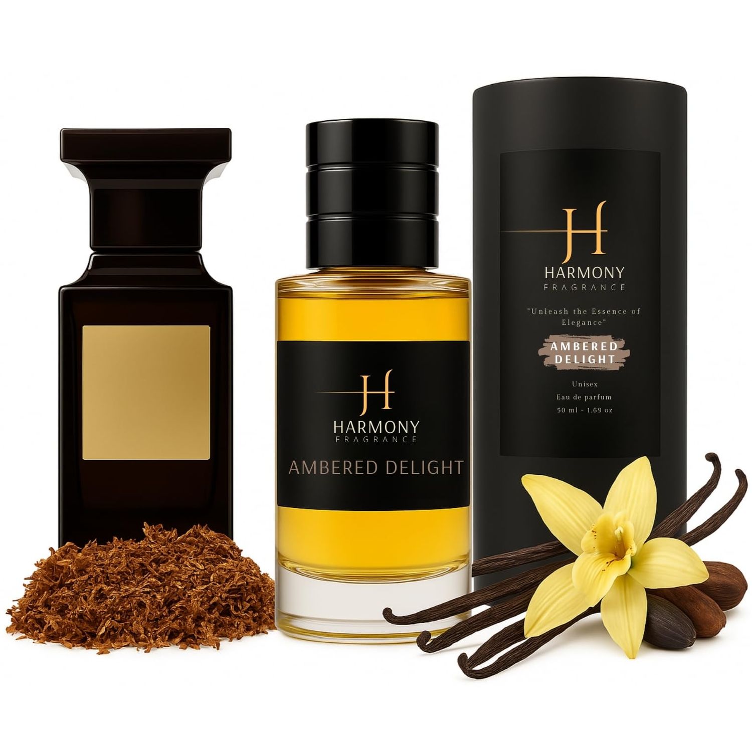 Harmony Fragrance Ambered Delight Eau de Parfum - Inspired by TF Tobacco Vanilla - Luxury Perfume - For Women Men Unisex - Long Lasting Fragrance