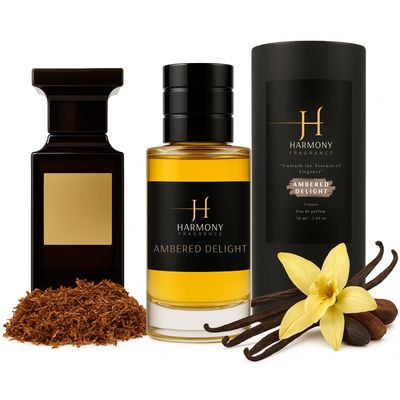 Harmony Fragrance Ambered Delight Eau de Parfum - Inspired by TF Tobacco Vanilla - Luxury Perfume - For Women Men Unisex - Long Lasting Fragrance