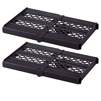 LockerMate Adjust-A-Shelf Locker Shelf, Extends to Fit Your Locker, Easy to Use, Perfect for School, Office, Gym, Black, 2-Pack