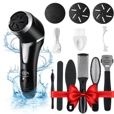 Moamdeoy Electric Callus Remover for Feet with Dander Vacuum CleanerQuartzPortable Rechargeable Foot Pedicure Tools Foot FileWaterproof Foot Scrubber3Heads &amp; 2Speed, LCD Display