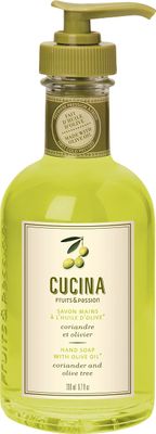Fruits &amp; Passion Cucina Coriander &amp; Olive Tree Hand Soap (6.76 fl oz) - Luxury Scented Kitchen Liquid Hand Soap, Vegan, Natural Moisturizing Hand Wash in Premium Glass Hand Soap Dispenser