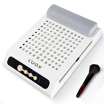 LUGX Rechargeable Nail Dust Collector with 2 Reusable Filters, Professional 70W Nail Extractor Vacuum Acrylic Nail Dust Cleaner, Perfect for Home Salon Use, Low Noise