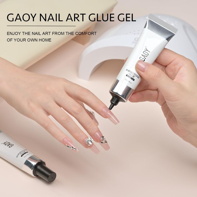 GAOY Rhinestone Glue, Strong Adhesion 3D Gel Nail Art Glue for Nail Charms, Gems and Jewels Decoration, 30g Need UV Light Cured