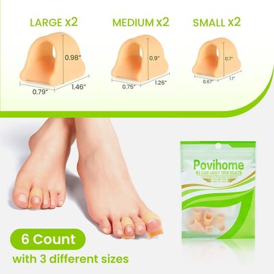 Povihome Hammer Toe Straightener Corrector - Gel Toe Splint Relief for Curled, Claw, Crooked Toes, Hammer Toes - Toe Corrector for Women and Men, 3 Different Sizes (3 Size, 12 Pcs, Beige)