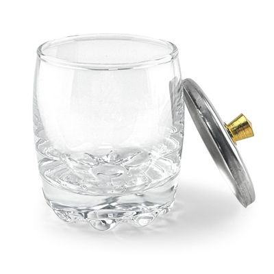 Honey Joy Crystal Disinfection Glass Cup Acrylic Liquid Powder Dappen Dish with Stainless Steel Metal Lid Glassware Tool For Nail Art,HJ-NAPB028 (HJ-NAPB028)