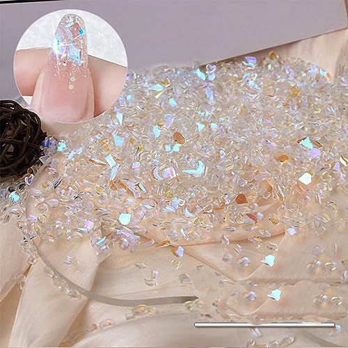100Pcs Aurora Nail Art Rhinestones Aurora Flat Back Rhinestones for Nails Crystal Mini Crystals Charm Gem Stone Multi Shapes 3D Resin AB Crystal for Nail Art Craft Decoration for Women DIY Manicure