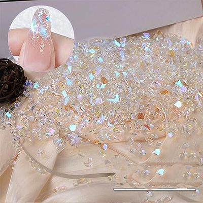 100Pcs Aurora Nail Art Rhinestones Aurora Flat Back Rhinestones for Nails Crystal Mini Crystals Charm Gem Stone Multi Shapes 3D Resin AB Crystal for Nail Art Craft Decoration for Women DIY Manicure