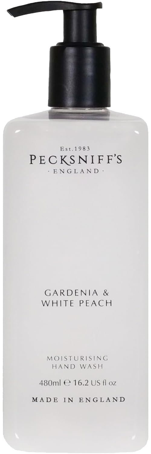 Pecksniffs Hand Wash - Liquid Hand Soap for Soft Skin, Natural, Revitalising, Hydrates and Moisturises, Handcrafted in England, Cruelty Free, Gift of Luxury 480ml/16.2 fl oz (Gardenia &amp; White Peach)