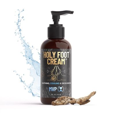 Derm Dude Holy Foot Cream for Dry Cracked Heels and Feet | Moisturizing Lotion Formulated w/All-Natural DeoPlex for Odor Control &amp; Arrowroot for Deep Hydration - MVP Scent 4oz (1 pack)