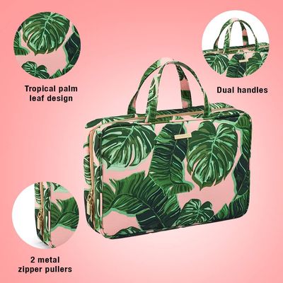 Conair Travel Toiletry Bag - Makeup Bag - Cosmetic Bag -Travel Makeup Bag - Perfect for Vacations - Weekender Shape - Pink Palm Print