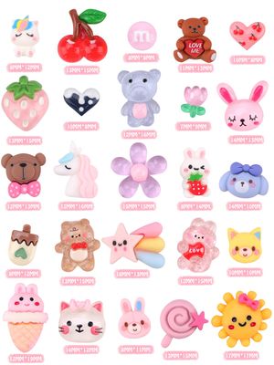 EBANKU 100 Pcs Kawaii Nail Charms, Flatback Resin Nail Charms Sweet Candy Slime Animals 3D Nail Decoration for DIY Crafts Jewelry Making