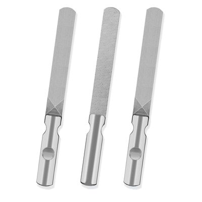 LNAUJS 3 Pack Round Tip Stainless Steel Nail File, 4.76 inches (12.1 cm) Length, 0.43 inches (1.1 cm) Width, 2 Different Grit Surfaces for Various Occasions.